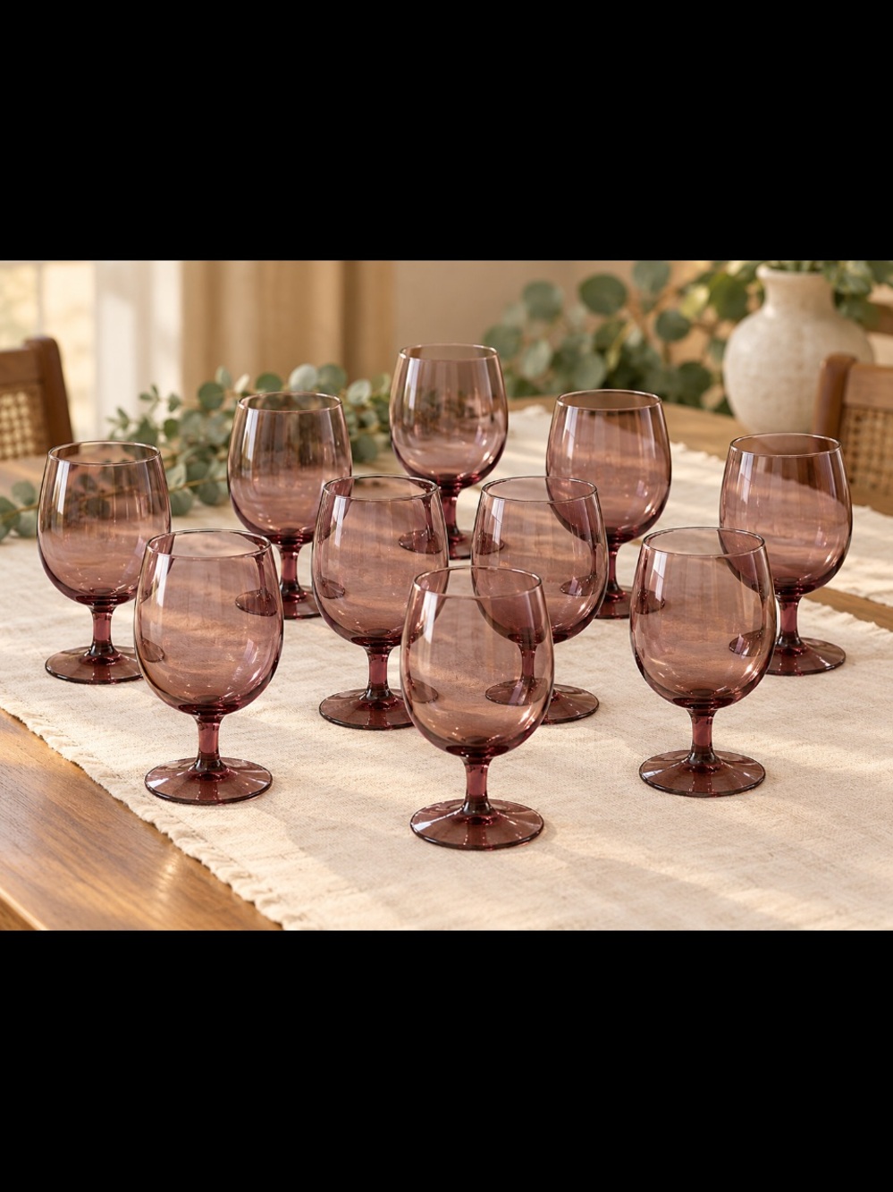 Purple Glass Goblet Set – 11-Piece Stemmed Wine Glasses